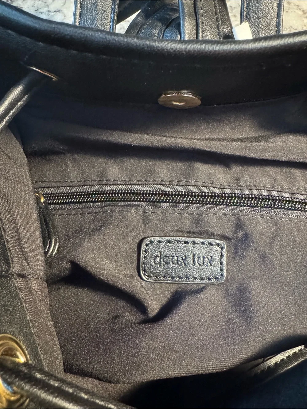 Deux lux Black Woven Drawstring Backpack